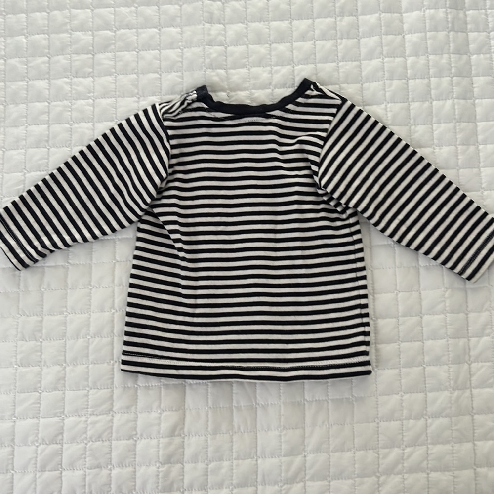 Jacadi Eiffel Tour Striped Top Navy & White size 6 months - Picture 3 of 5